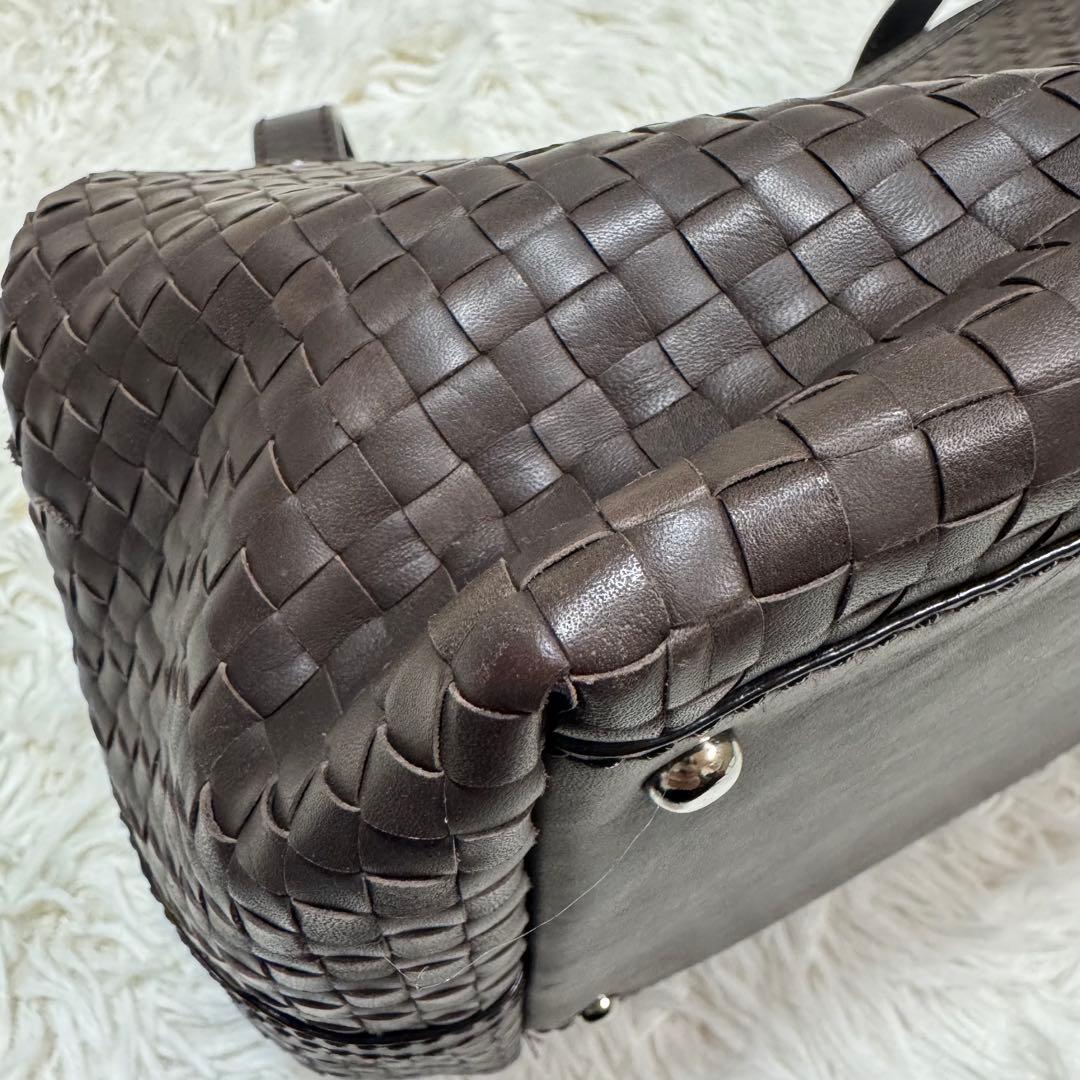 Max Mara トートバッグ　イントレチャート　カラー(ダークブラウン)