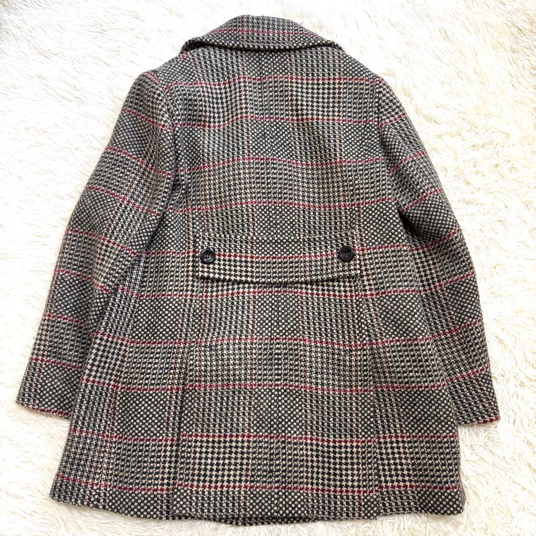【美品】マックスマーラ ウールコート ビッグカラー ダブル 銀タグ 　ツイード