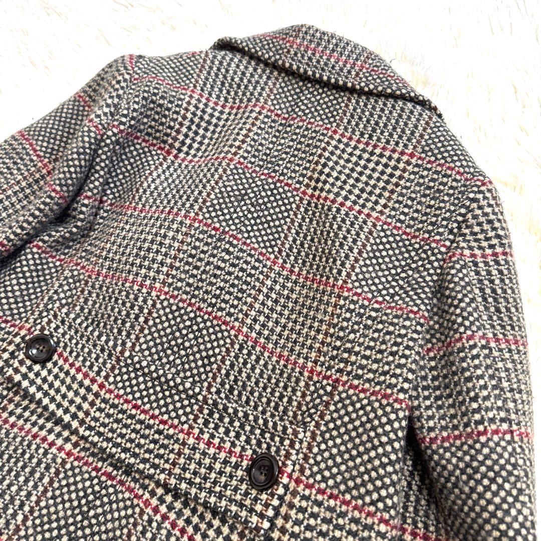 【美品】マックスマーラ ウールコート ビッグカラー ダブル 銀タグ 　ツイード