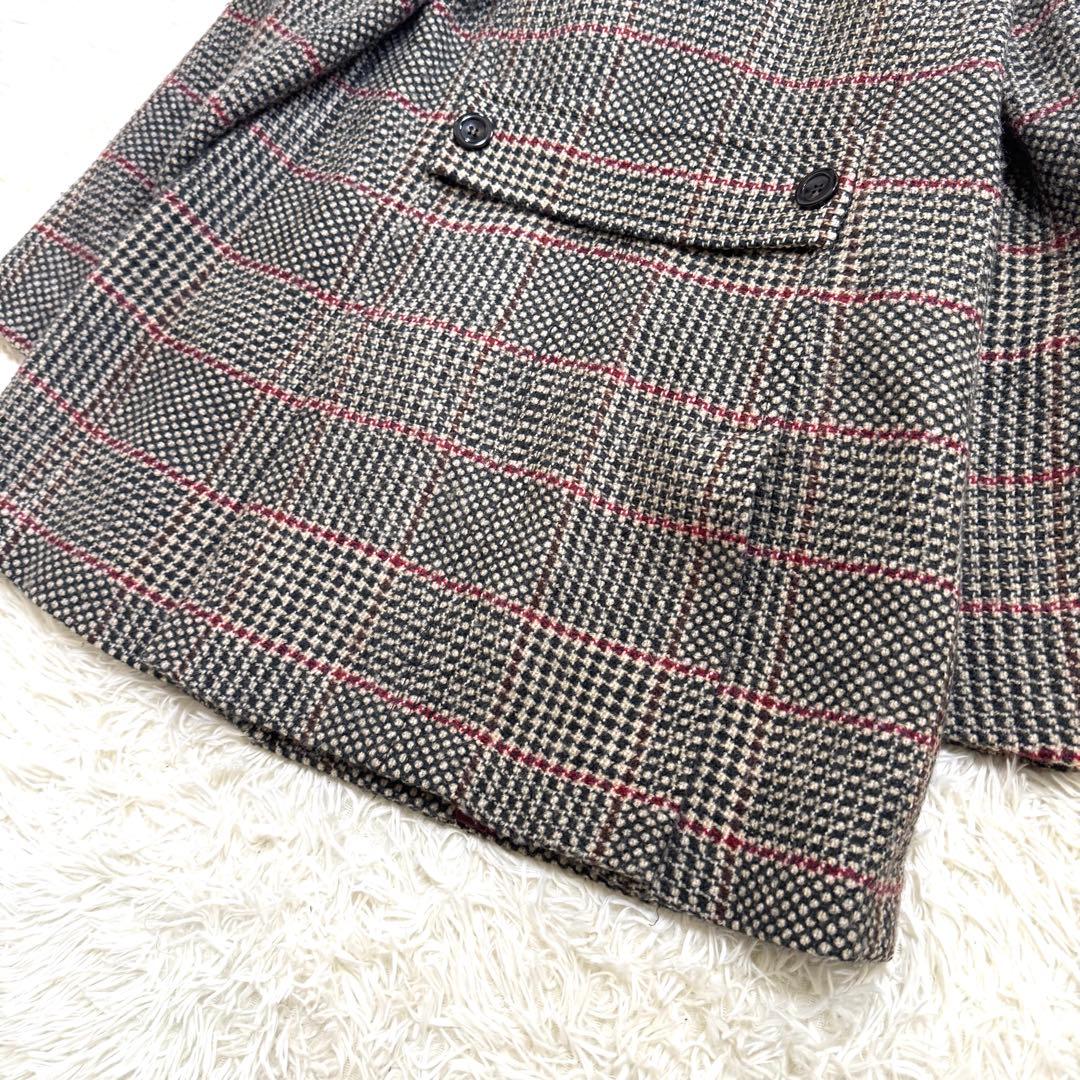 【美品】マックスマーラ ウールコート ビッグカラー ダブル 銀タグ 　ツイード