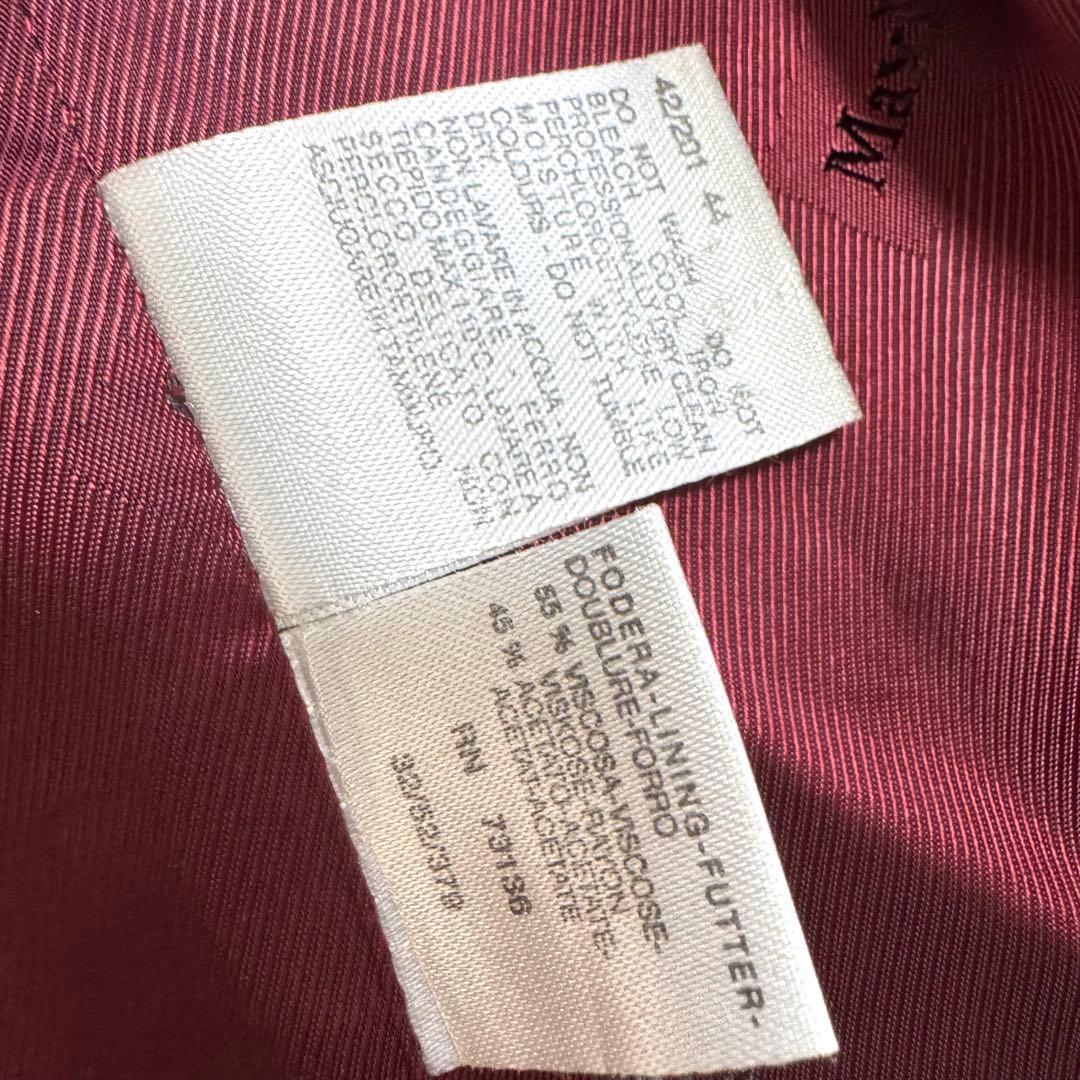 【美品】マックスマーラ ウールコート ビッグカラー ダブル 銀タグ 　ツイード