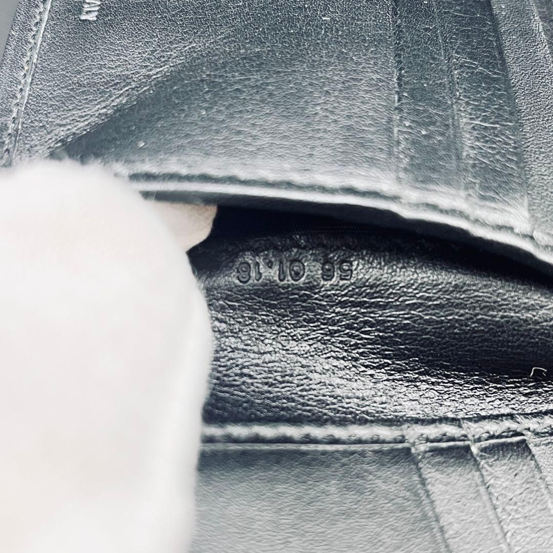 エルメネジルド・ゼニア 二つ折り財布 編み込み ブラック バイカラー カード