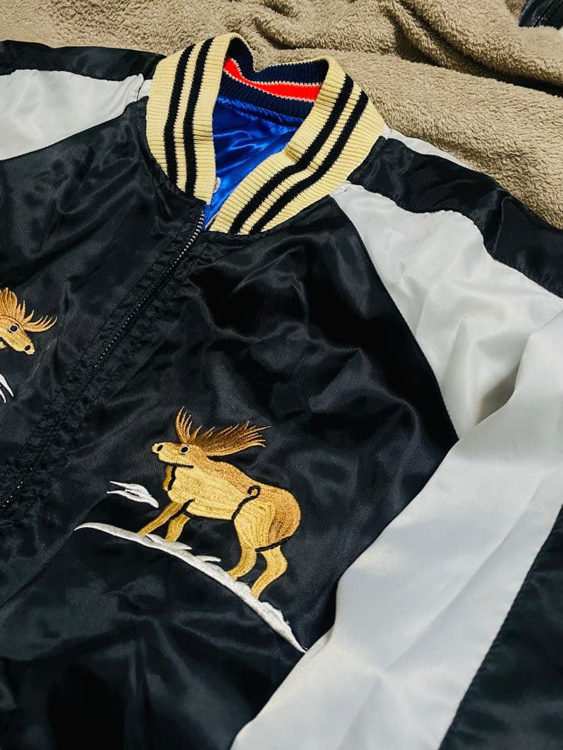 90s ALASKA ２面用 日本限定 虎 スカジャン サテン vintage