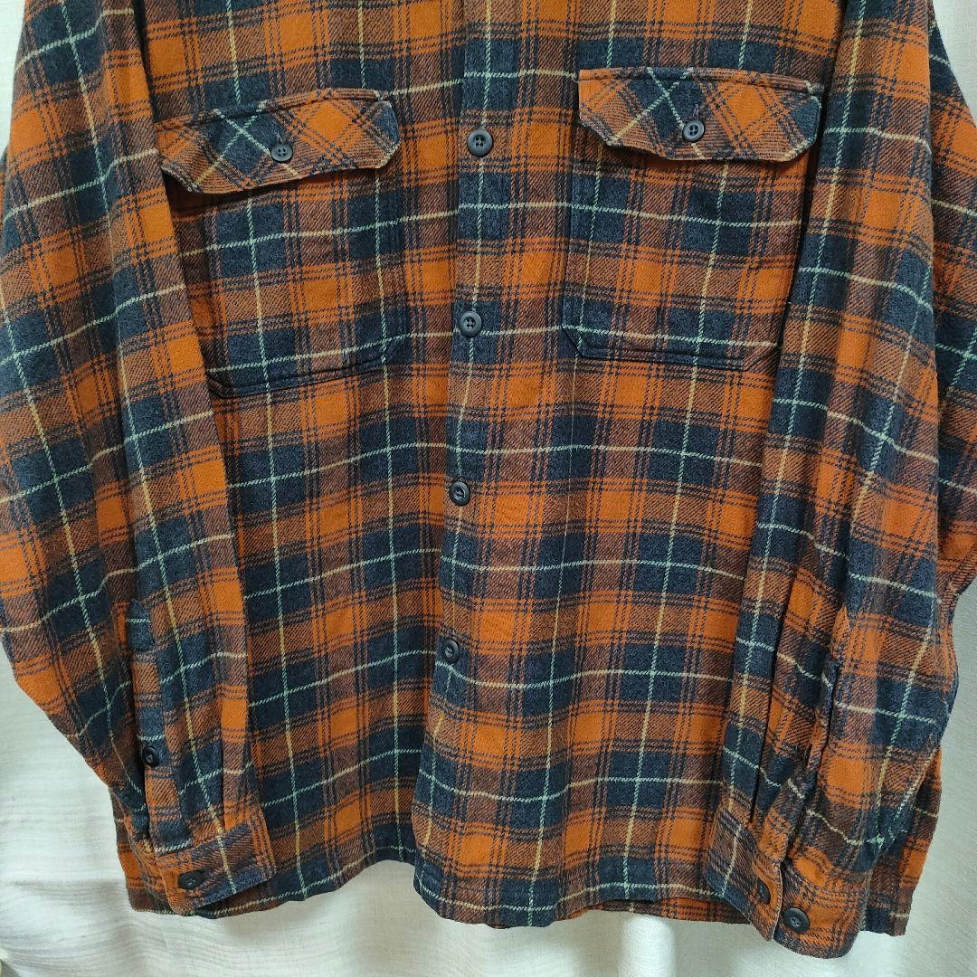 パタゴニア ヘビーフランネルシャツ オンブレ XL オレンジ ネイビー