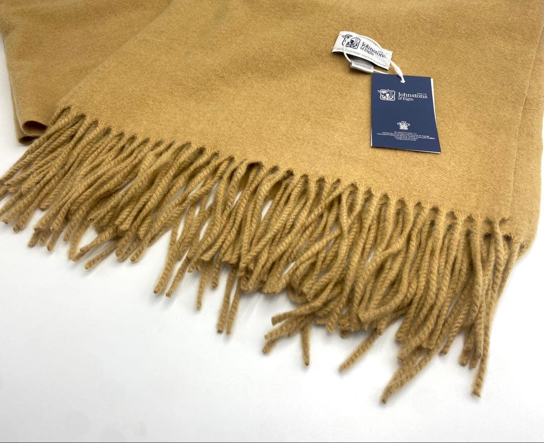 ジョンストンズ オブエルガン カシミヤ100％ 大判 ストール キャメル