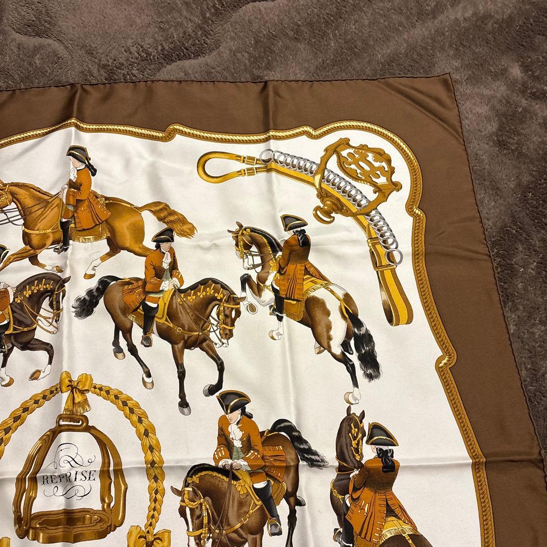 エルメス　シルクスカーフ　87×87 ブラウン系