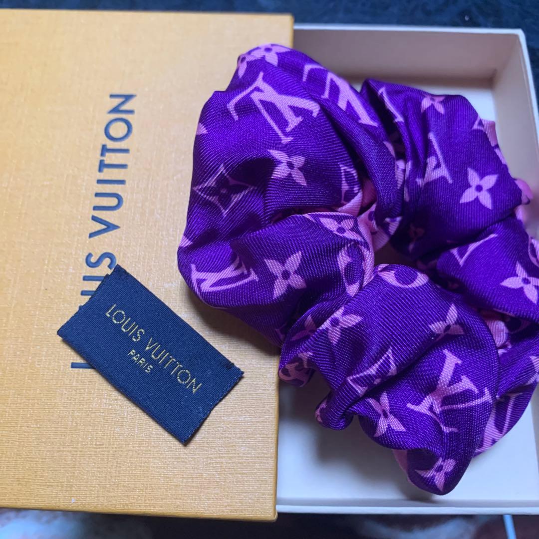 LOUIS VUITTON シルク ヘアシュシュ ピンク✖️パープル　1回使用