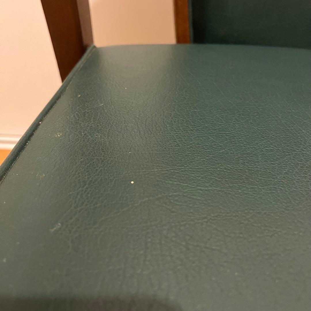 訳アリ カリモク アームチェア 緑レザー 木製椅子 キツツキ　廃盤品　送料込み③