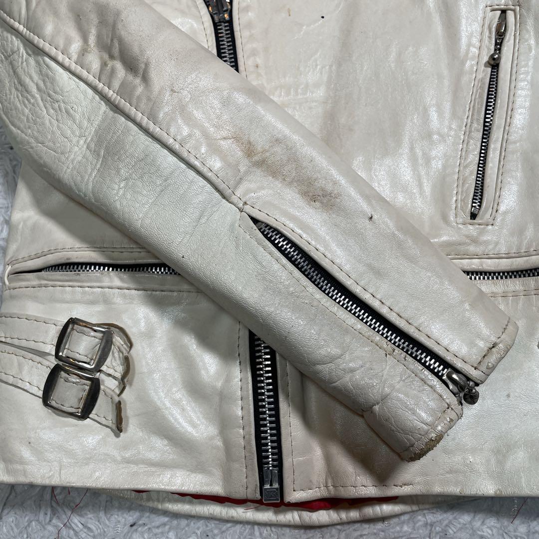ヴィンテージ　ダブルライダース　カウレザー　ホワイト　イングランド製