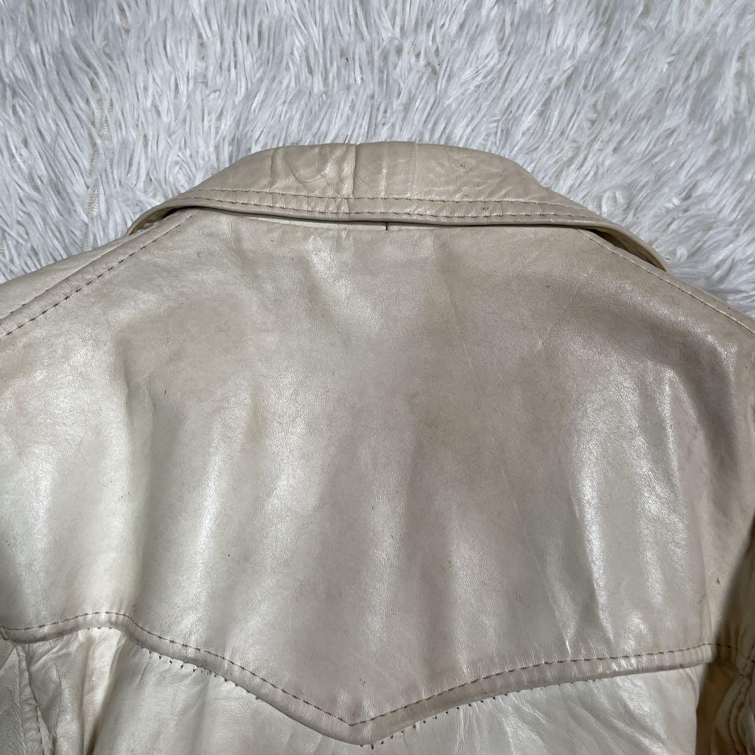 ヴィンテージ　ダブルライダース　カウレザー　ホワイト　イングランド製