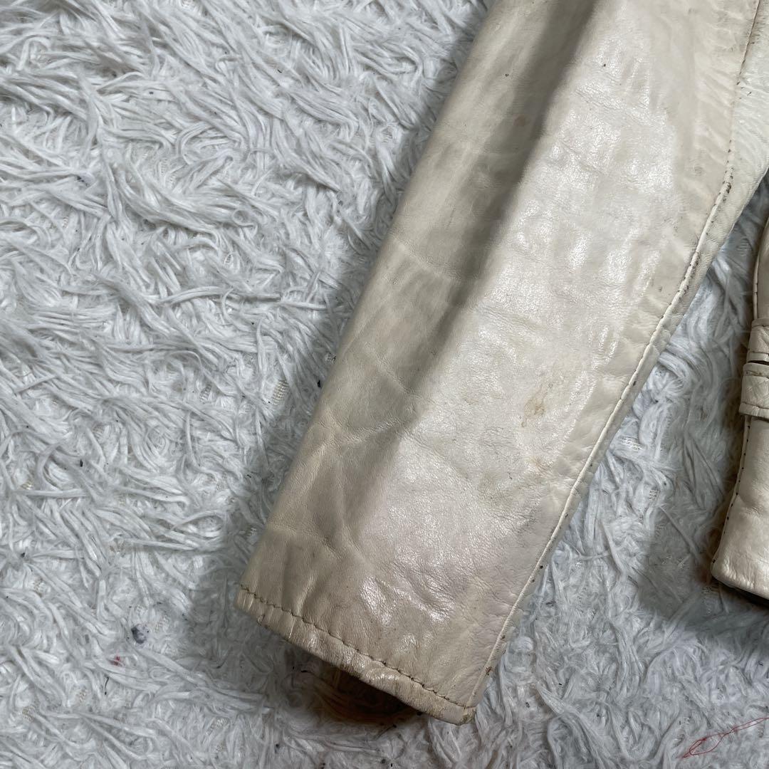 ヴィンテージ　ダブルライダース　カウレザー　ホワイト　イングランド製