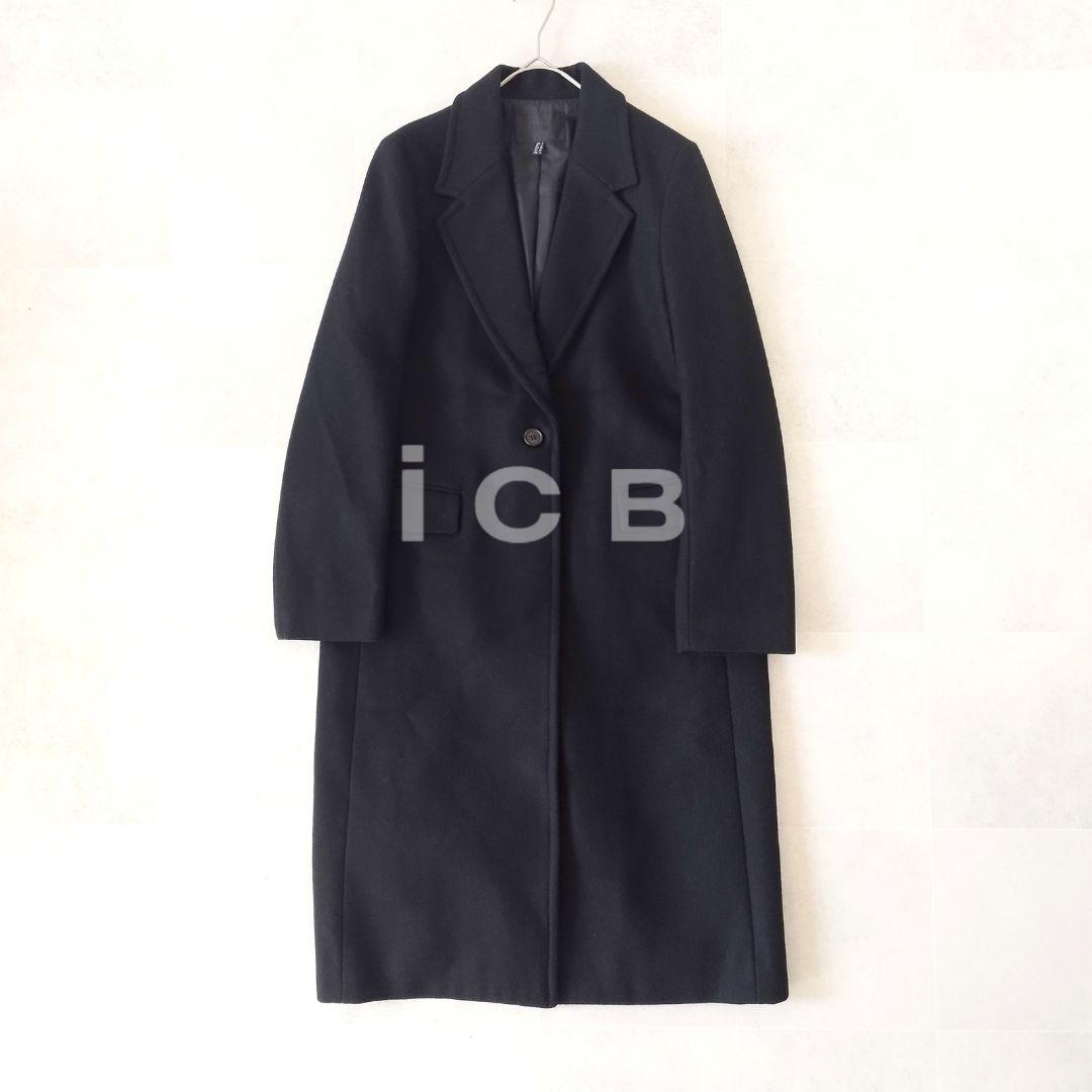 iCB シェルメルトンチェスターコート ロング丈コート Mサイズ 黒