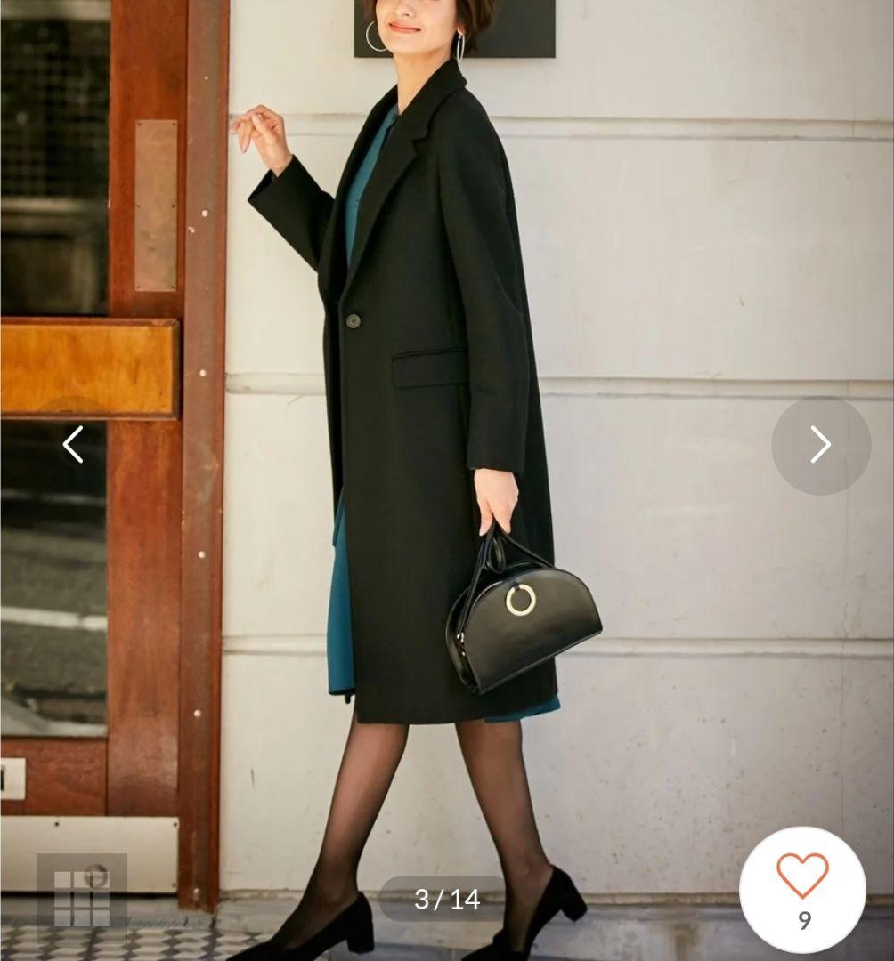 iCB シェルメルトンチェスターコート ロング丈コート Mサイズ 黒