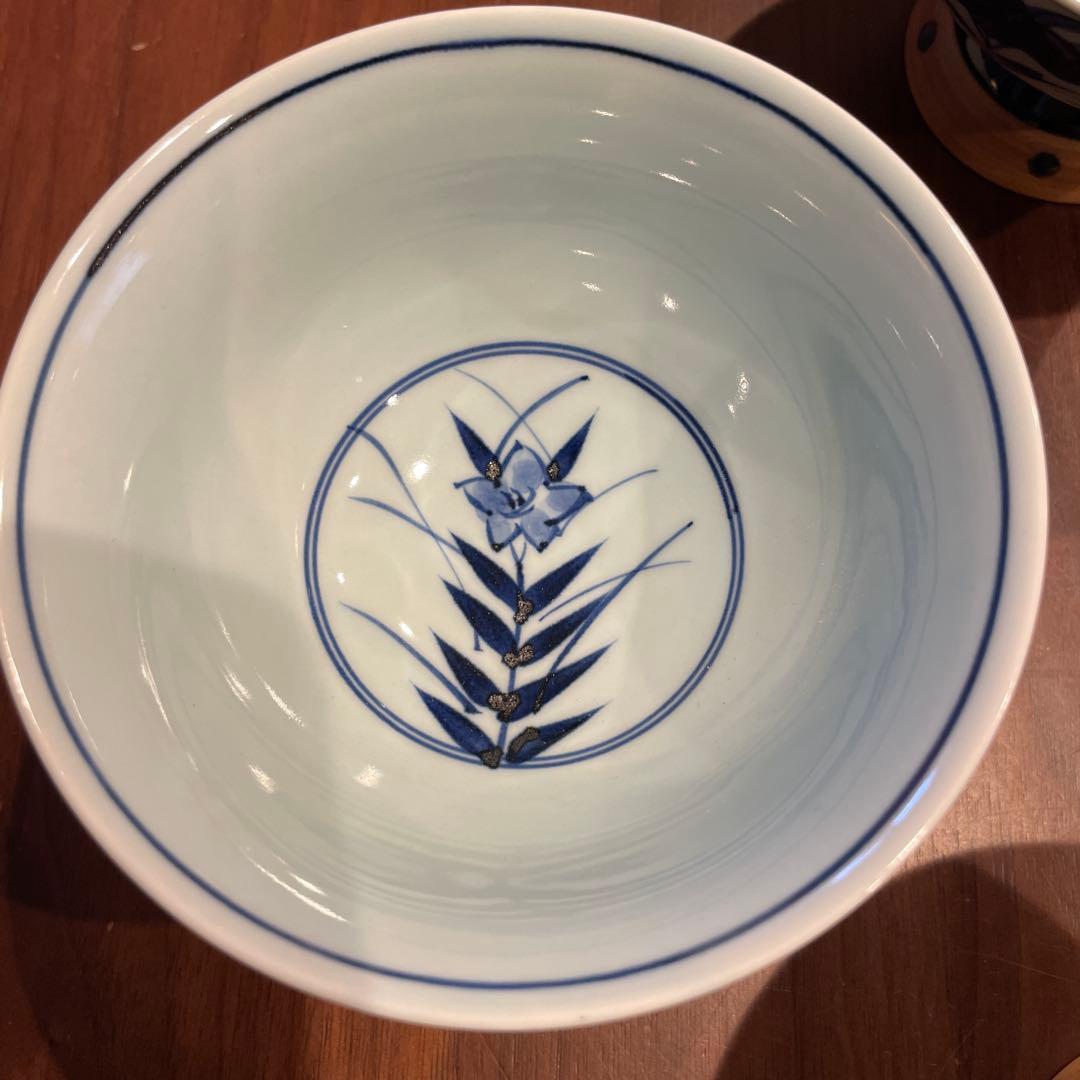 有田焼 林千窯 芙蓉手 染付絵高台小鉢揃え 5客セット