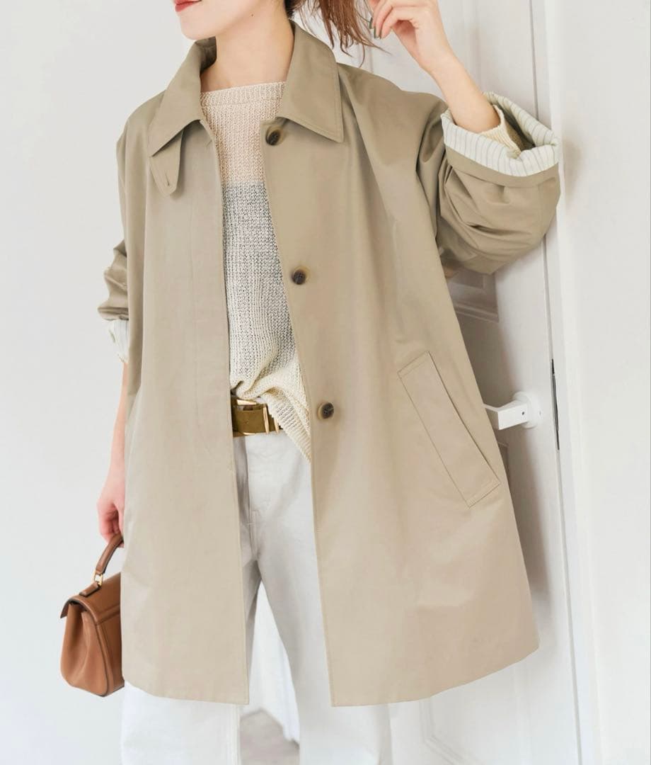 美品　スピックアンドスパン T/Cギャバジンステンカラーコート　36