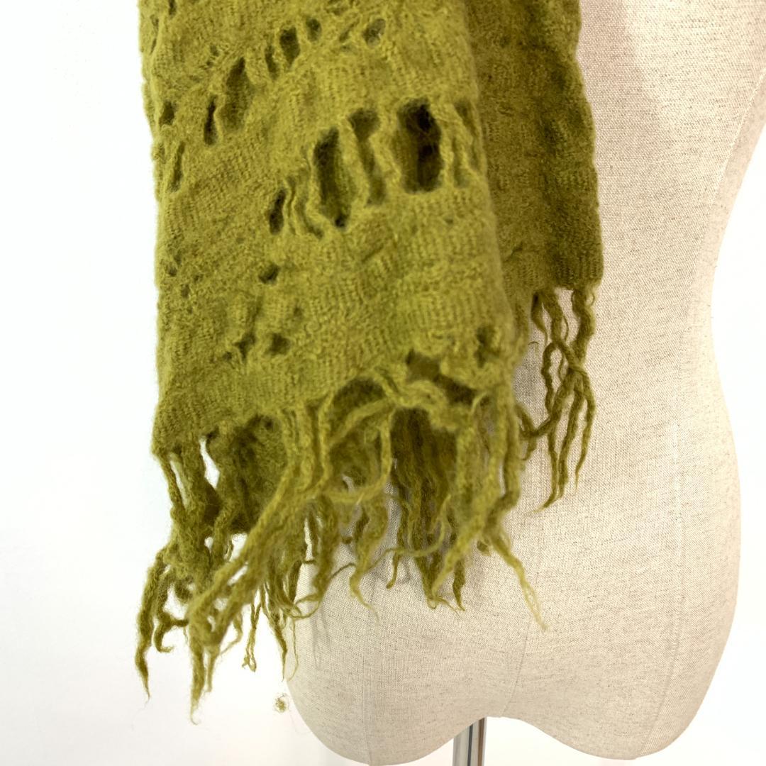 Y’s ワイズ マフラー ストール ウール１００％ 緑系 オリーブ B2865