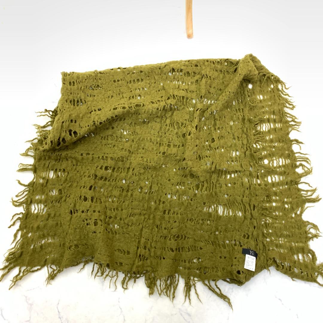 Y’s ワイズ マフラー ストール ウール１００％ 緑系 オリーブ B2865