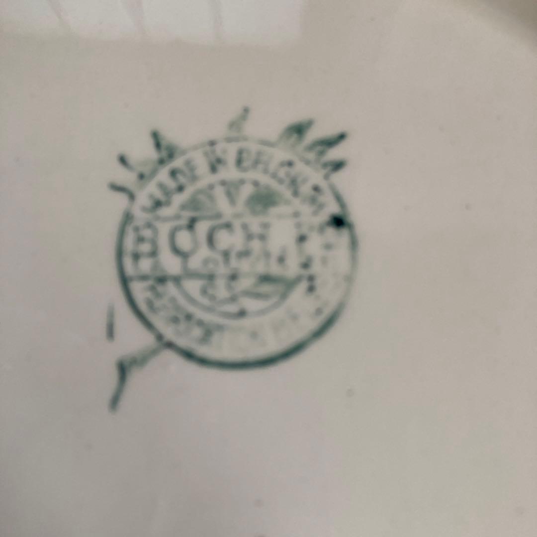 3枚組 BOCH アンティーク 花リム 白　ディナー皿23cm