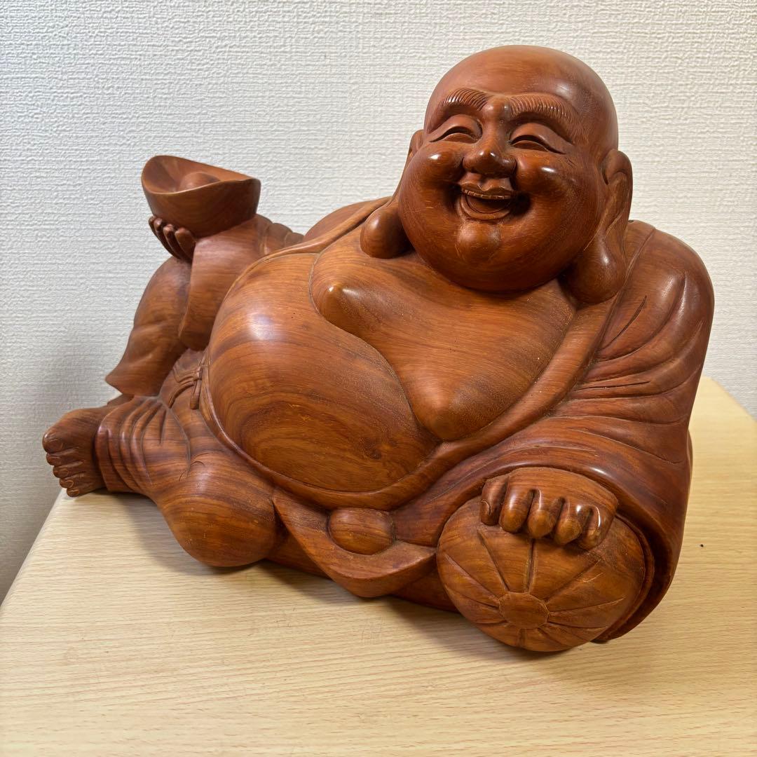 木彫り　特大　布袋様　七福神　置物　商売繁盛　開運