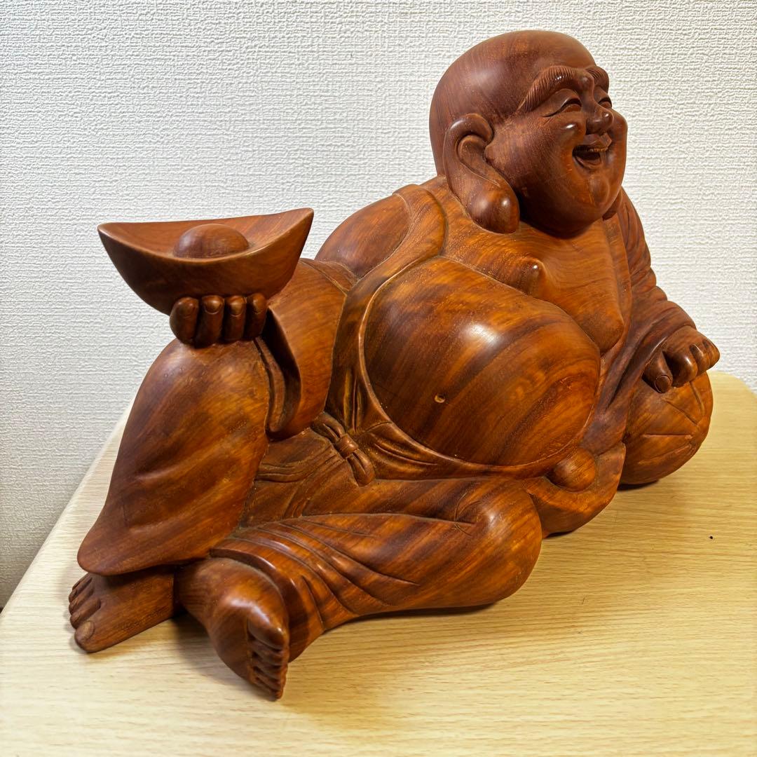 木彫り　特大　布袋様　七福神　置物　商売繁盛　開運