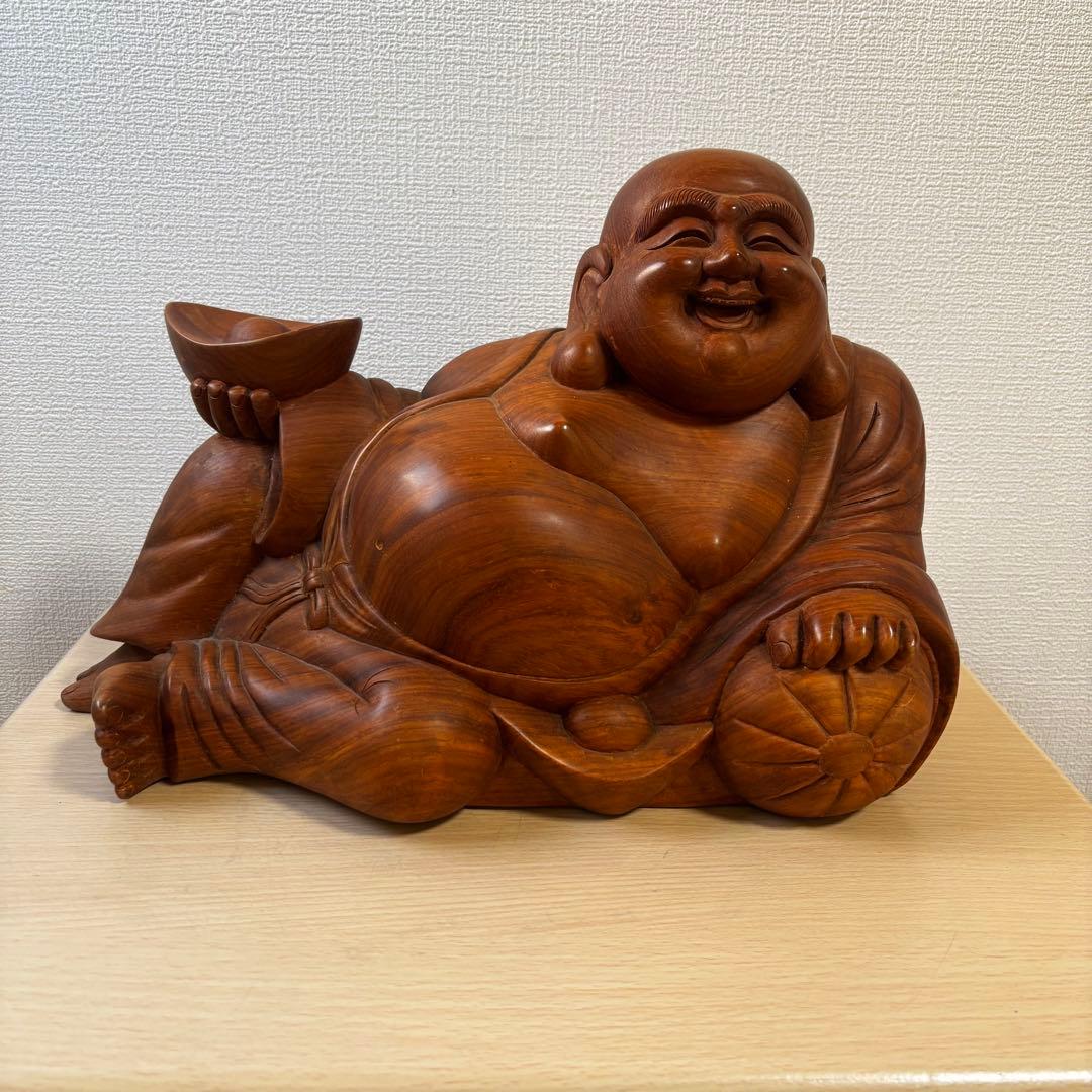 木彫り　特大　布袋様　七福神　置物　商売繁盛　開運