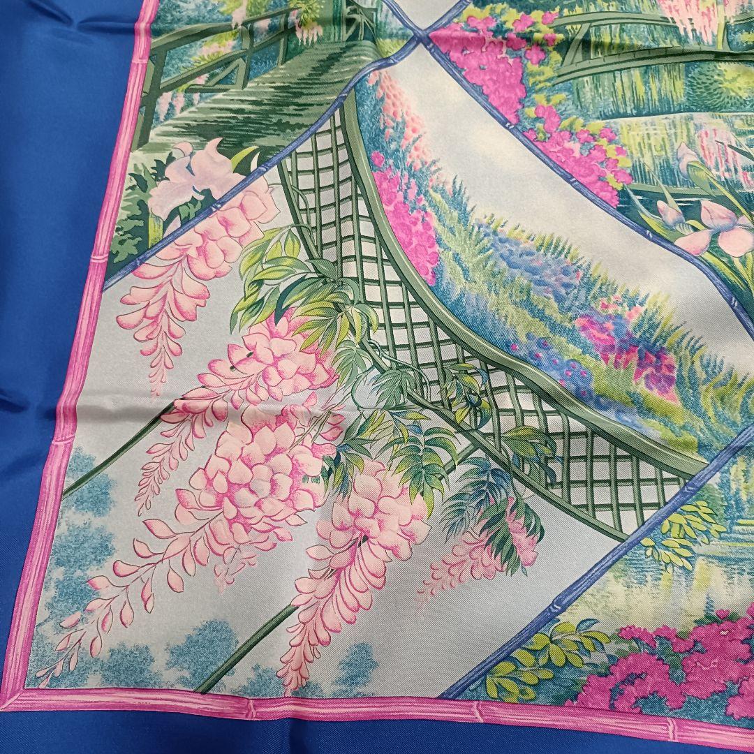 エルメス カレ90 モネの庭 ブルー スカーフ