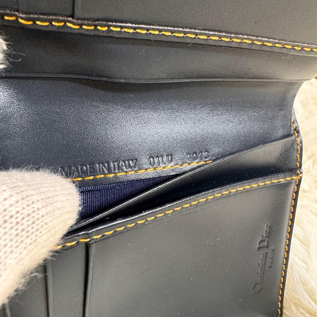 Dior ディオール　折財布　キャンバス　トロッター　オブリーク レザー　ボタン