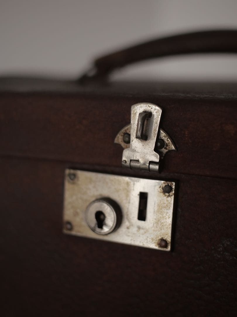 鞄　皮　針箱　箱　収納　カバン　古家具　古道具　アンティーク　昭和レトロ