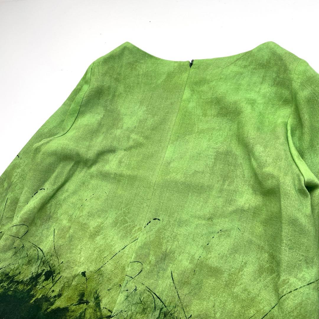 【美品】　シビラ　レッドフラワーベースプリントドレス　ウール　Mサイズ