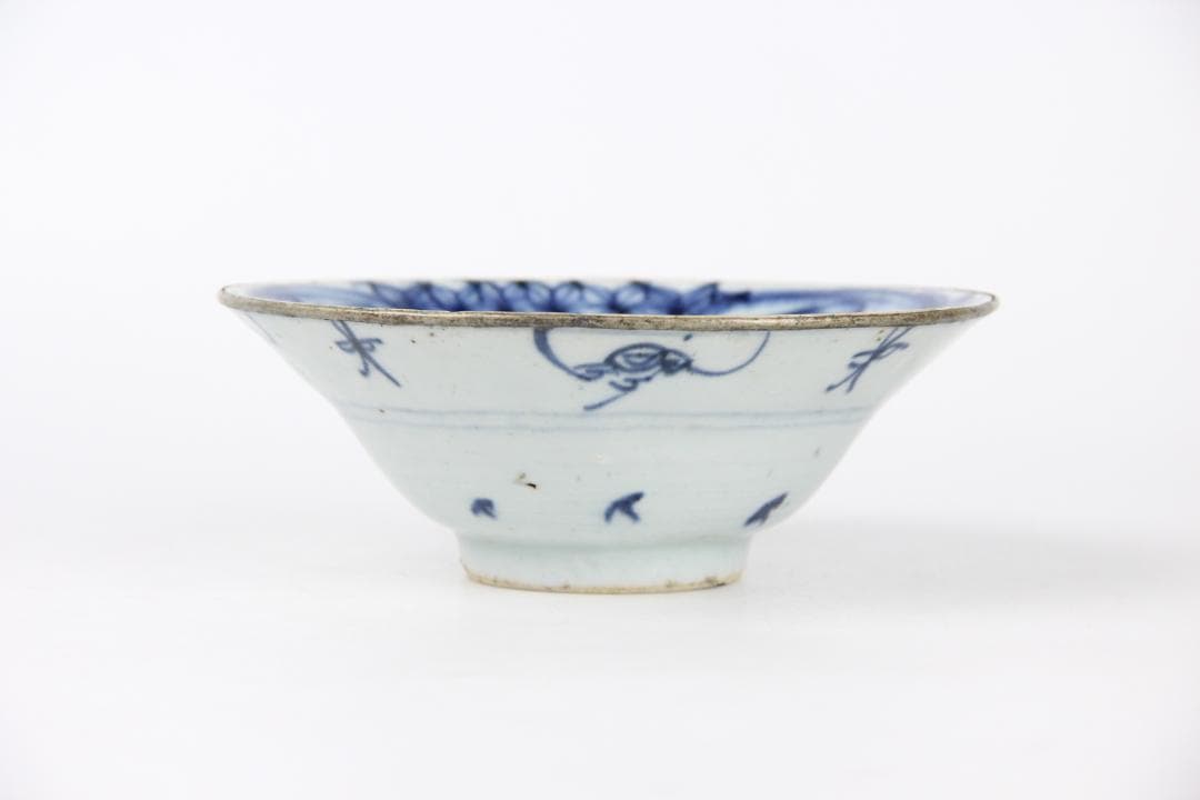 中国古美術 唐物 染付  清時代　菓子器　茶碗　清康熙　青花 EY11-2