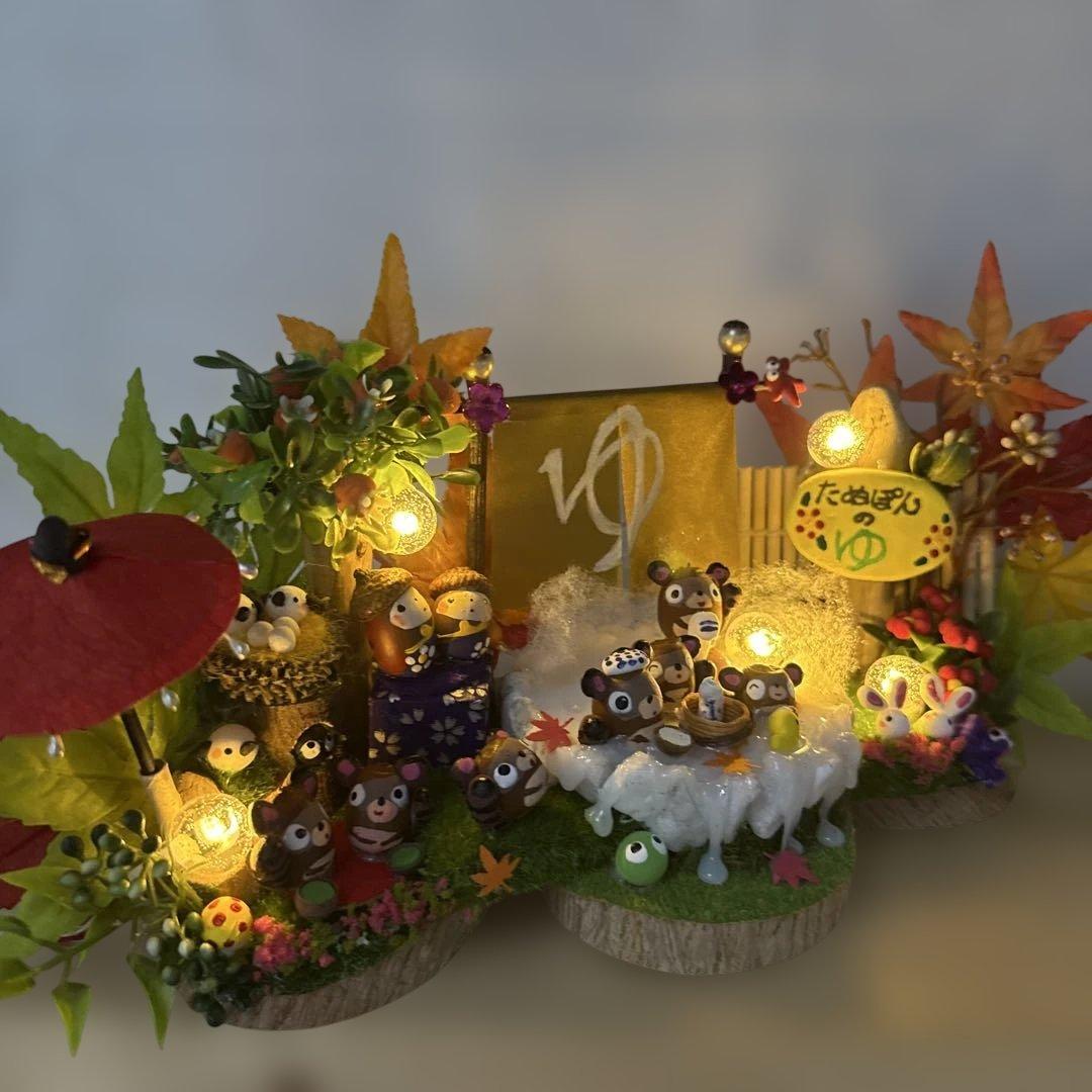 どんぐりアート♡秋深し　温泉入ってほっと一息オブジェ♡