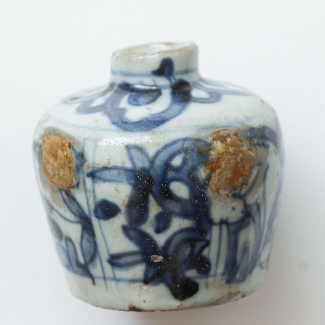 古染付　小壺　中国陶磁器　青花　青華