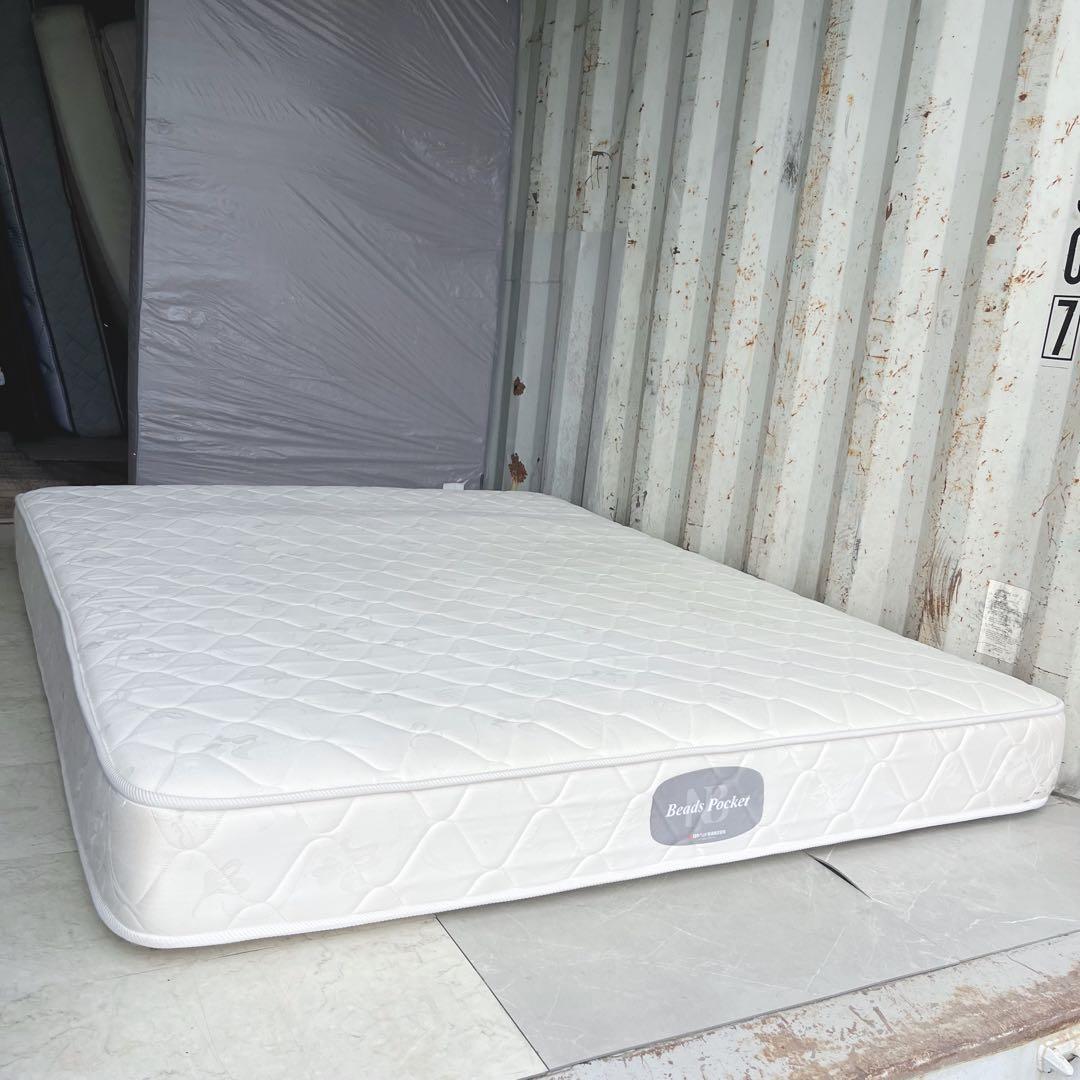 取付無料！日本ベッド ビーズポケット 快眠 おしゃれホワイトクイーンマットレス