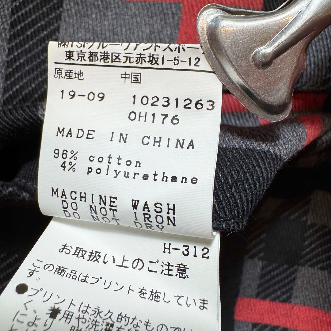 未使用級 パーリーゲイツ チェック柄 パンツ リング付き ロゴ刺繍 リング付き