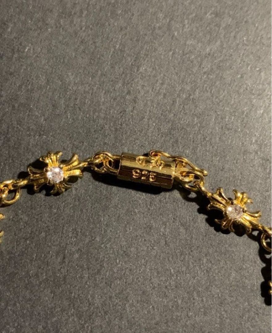 22k タイニークロスチェーン ダイヤ　ブレスレット　ホワイト