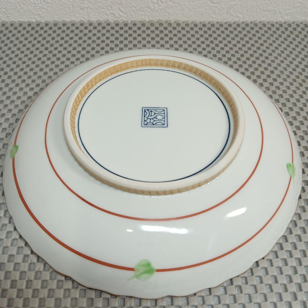 清水焼 赤絵格子花鳥六寸皿 お皿 菓子皿 盛り皿 5枚セット