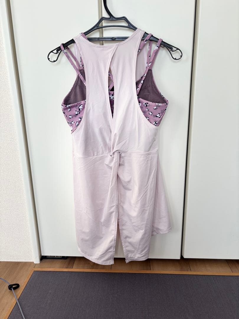 スカーラ　薄紫色 花柄 ヨガブラとタンクトップセット　M size