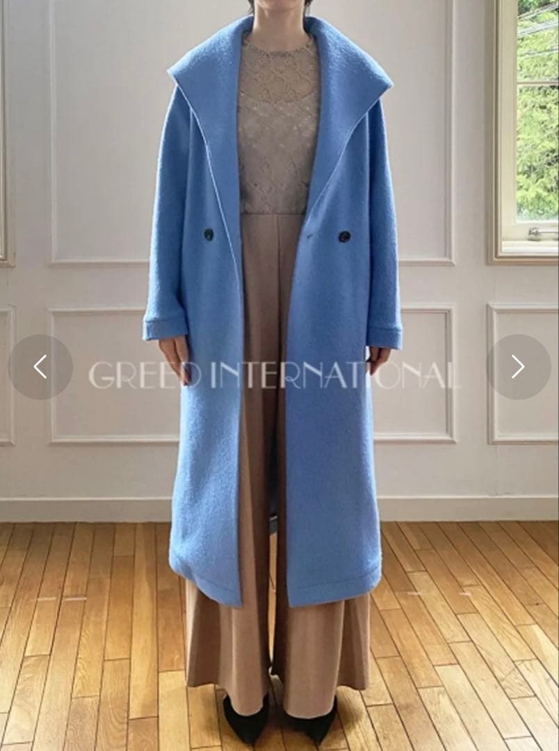 GREEDinternational フードロングコート ベージュ