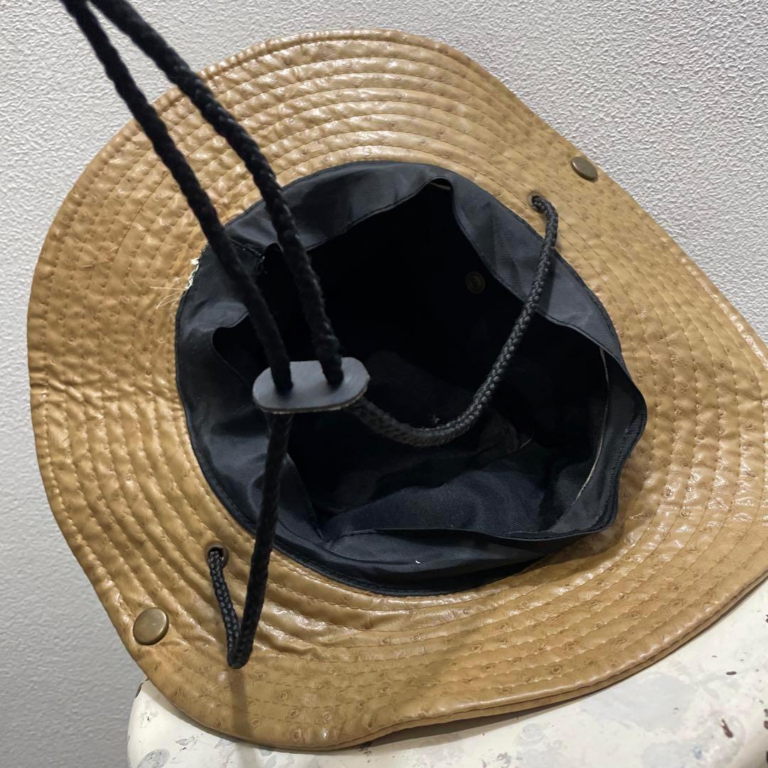 ヨーロッパ ヴィンテージ ハット キャップ 型押し フェイク オーストリッチ 珍