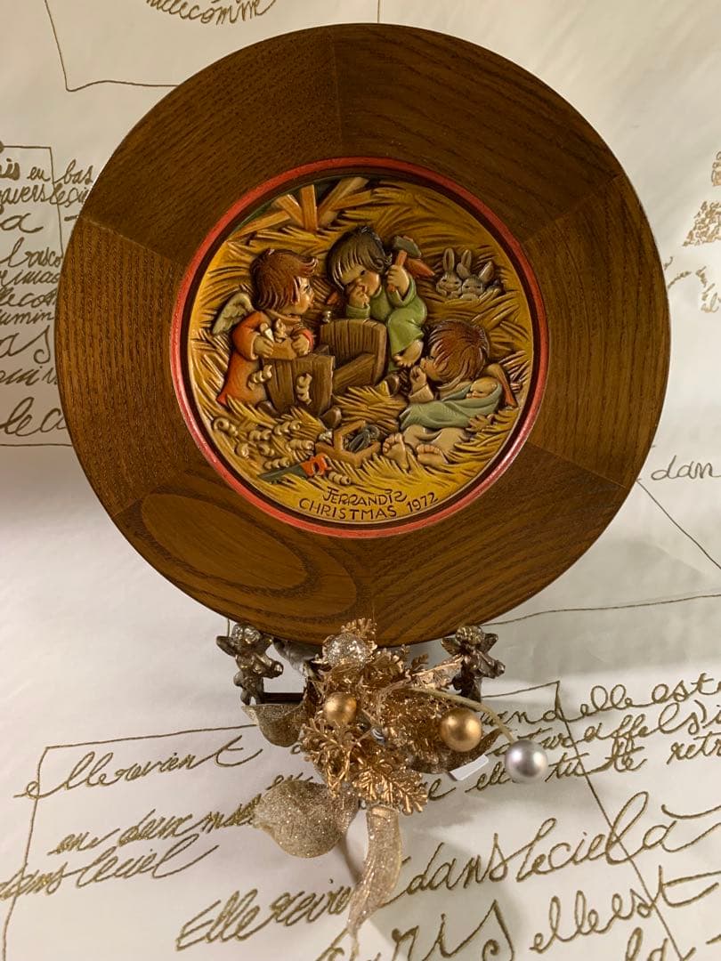 アンリ人形　ビンテージ1972年クリスマス木製プレート！可愛い過ぎます！