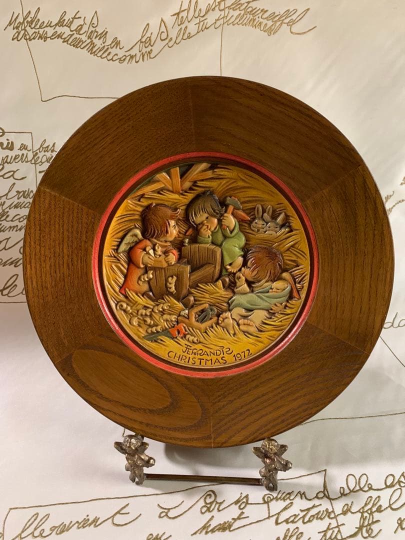 アンリ人形　ビンテージ1972年クリスマス木製プレート！可愛い過ぎます！