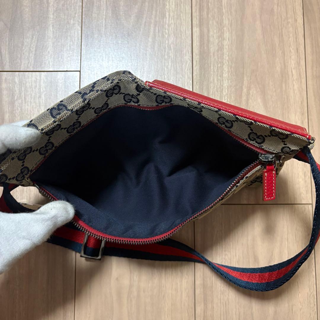 【希少カラー】グッチ GUCCI GGキャンバス シェリーライン ボディーバッグ