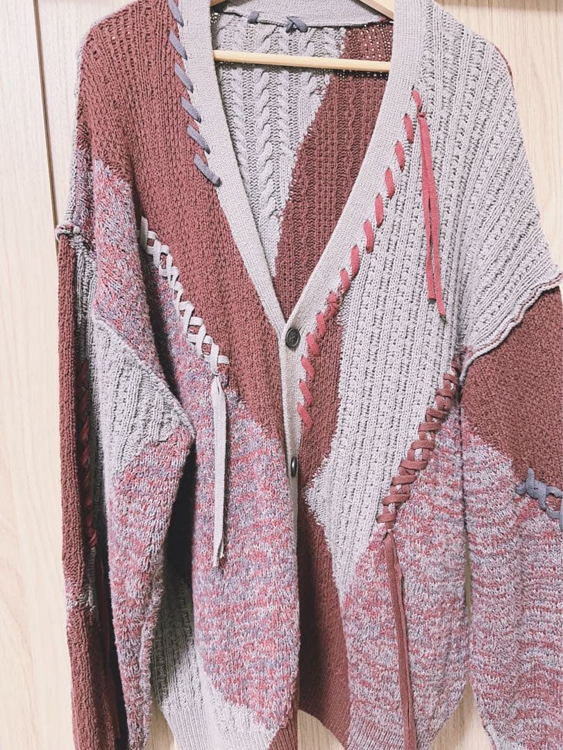 ハレ HARE ステッチキリカエニットカーディガン レッド 完売品