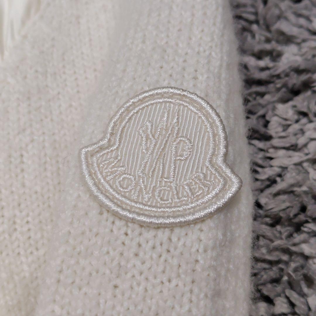 モンクレール カーディガン ニット ダウン レディース 白 アイボリー S