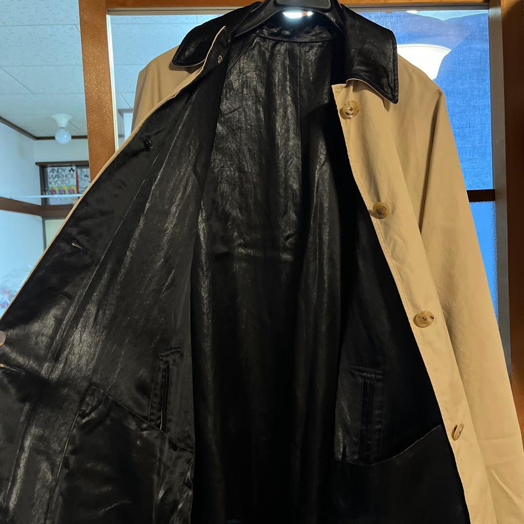 ベージュ/ブラック トレンチコート ロング丈