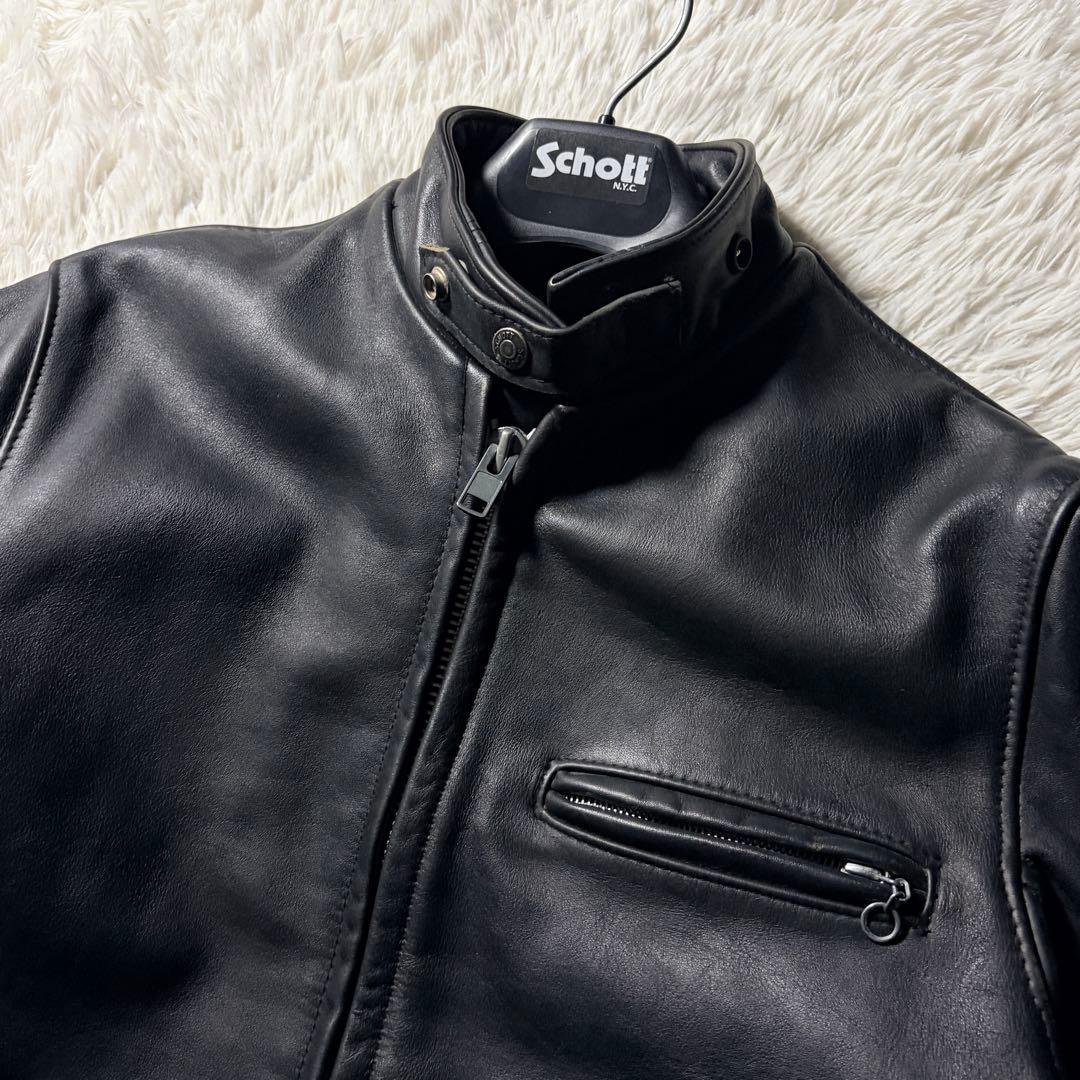 【米国製】schott ライダースジャケット 641 本革　ブラック 36