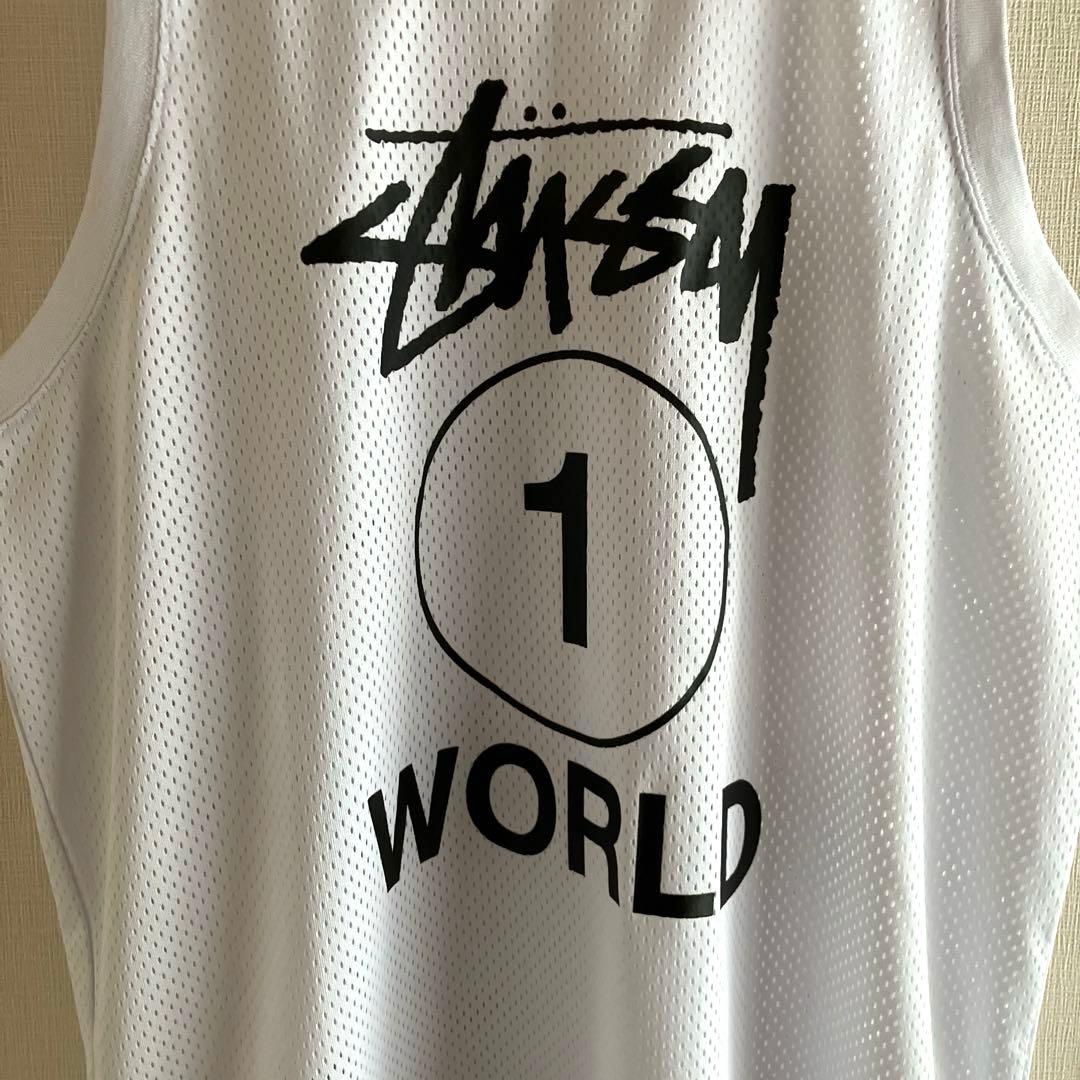 未使用並　ステューシー　メッシュ　タンクトップ　ゲームシャツ　デカロゴ　XL