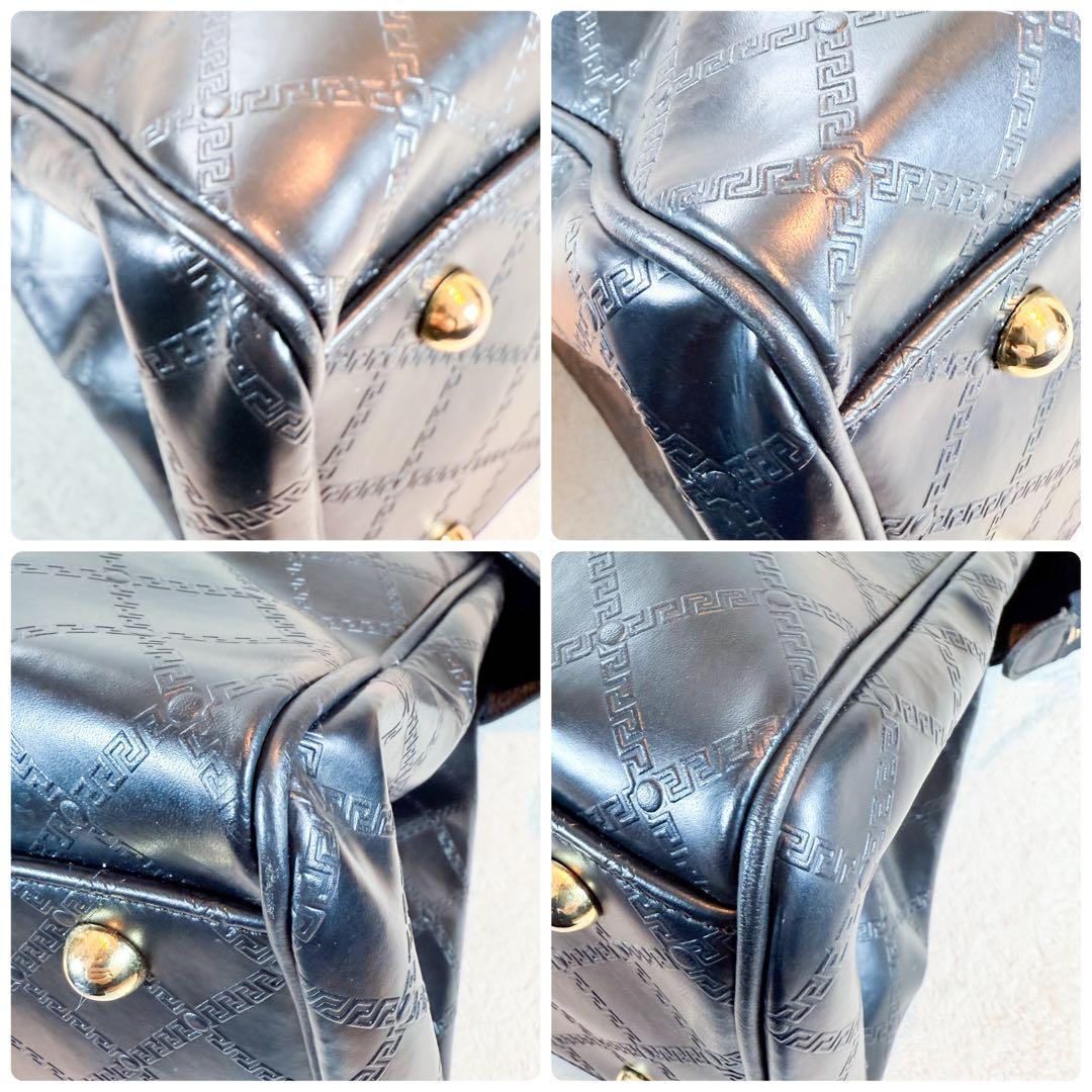 VERSACE ヴェルサーチ ボストンバッグ サンバースト レザー　黒