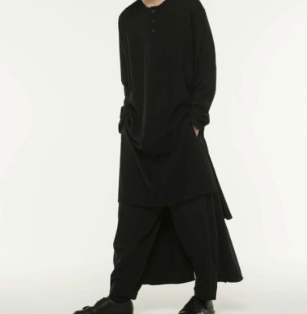 値下げ交渉可能　Yohji Yamamoto ヘンリーネックアシメトリーロンT