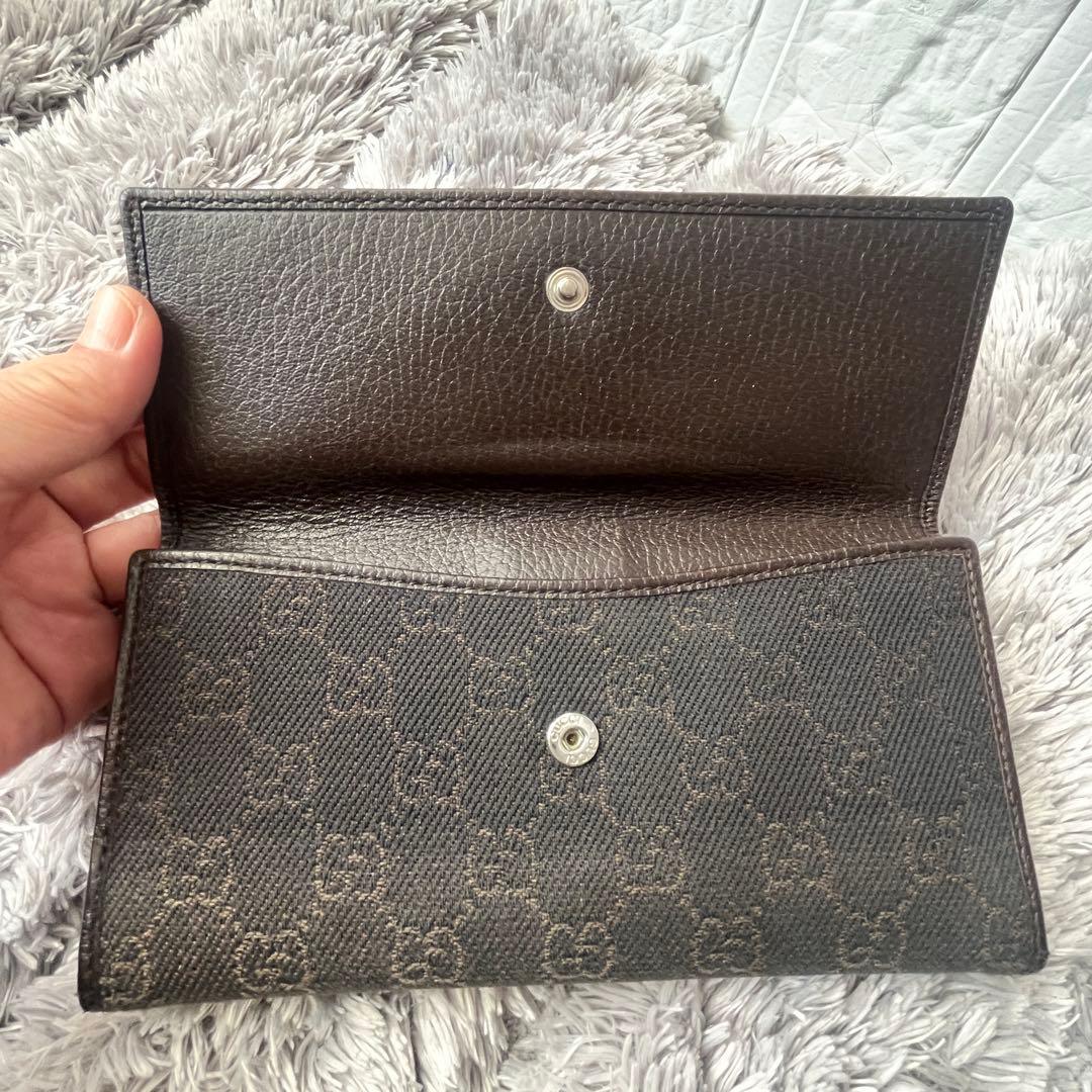 良品✨GUCCI コンチネンタル　長財布　GGキャンバス ダークブラウン